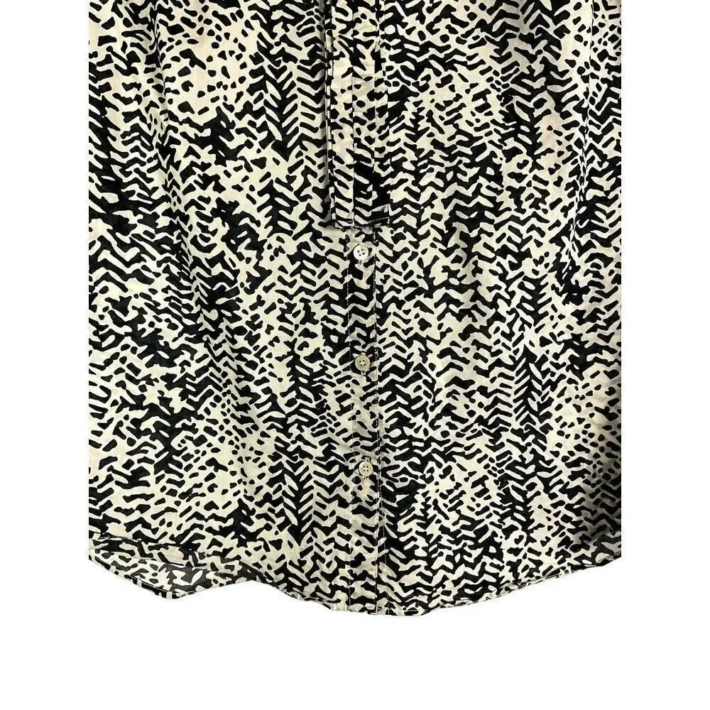J. Crew Strada Fan Placket Perfect Shirt, Black/Cream, 100% Cotton, size 4 - Picture 9 of 13